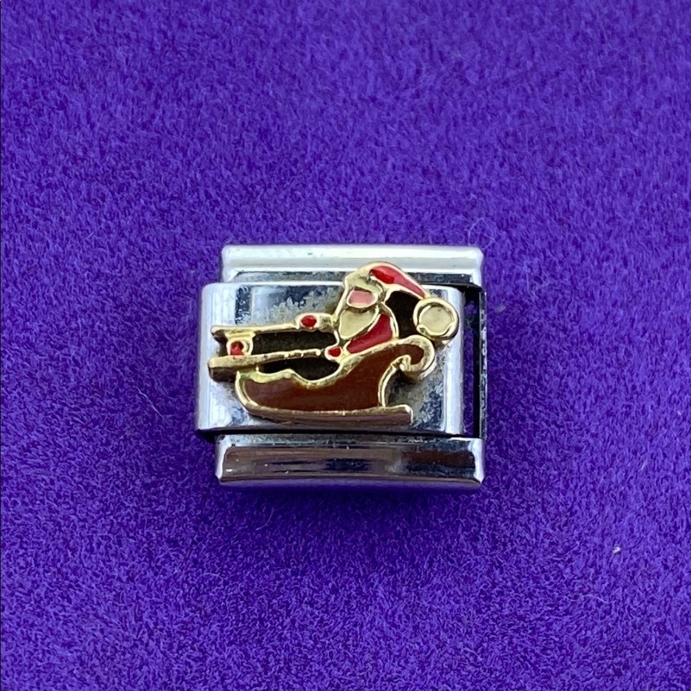💛 Y2K Stainless Steel 18k Gold Santa Sleigh Charm Link